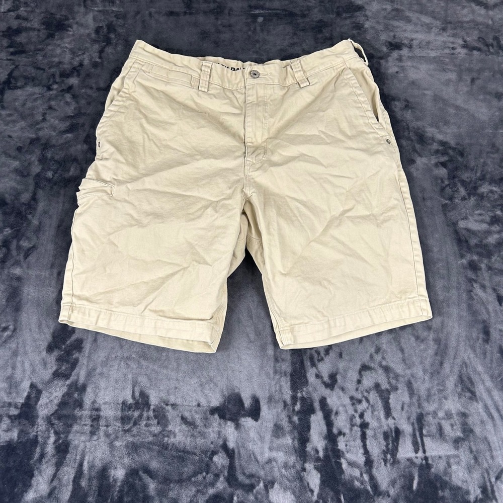 Duluth Trading Co Flex Ballroom Khaki Shorts Mens 34 Tan Cotton Blend Stretch